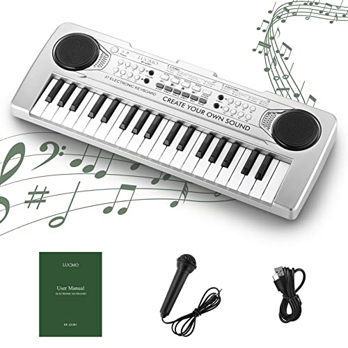 LUCMO 37 Tasten Keyboard,Tastatur Klavier für Kinder Digital Piano Elektronische Digital Klavier Piano mit Mikrofon Für Kinder Geschenk ideal für Kinder und Einsteiger, Weiß von LUCMO