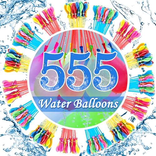 555 Stück Wasserbomben Selbstschließend, Wasserbomben Set 60 Sekunden Schnellfüller, Wasser Luftballons Bunt Wasserballons, Gemischt Wasserschlacht Luftballons für Kinder Wasserspiele, Sommer Party von LUCUCU