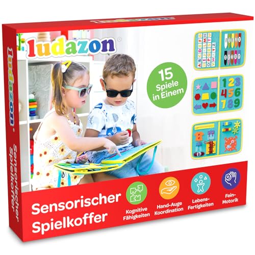 LUDAZON® Busy Board Baby, Beschäftigung im Flugzeug für Kleinkind, Kinder Autofahrt Beschäftigung, Spielzeug für Autofahrt ab 1 Jahr, Busy Book & Activity Book, Auto Beschäftigung für Kinder von LUDAZON