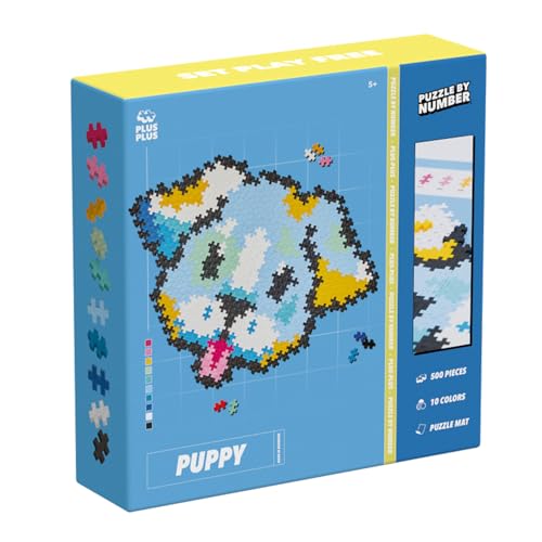 Plus Plus - Puzzle Kinder Welpe Zahlenpuzzle | Puzzle Ab 5 Jahre Für Mädchen | Puzzle Ab 5 | Spiel Ab 5 Jahre Oder Mehr | Puzzle Kinder | 500 Stück von LUDILO