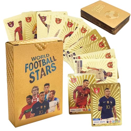 LUFEIS 55 Stück World Cup Fußball Star Karte, Fussballkarten, Soccer Star Collection Cards, Fußball Sammelkarte, Fußball Sammelkarte für Fans, Kinder, Jugendliche Und Erwachsene von LUFEIS