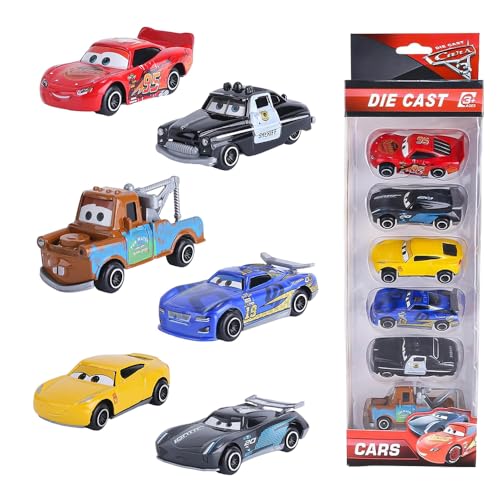 LUFEIS Car Spielzeug, 6 Stück Car Spielzeugauto Set, Mc-Queen Mini Spielzeugautos, Zurückziehen Mini Spielzeugautos, Mini Die Cast Spielzeugautos,Cars Mini Racers für Kinder ab 3 Jahren Mädchen Jungen von LUFEIS