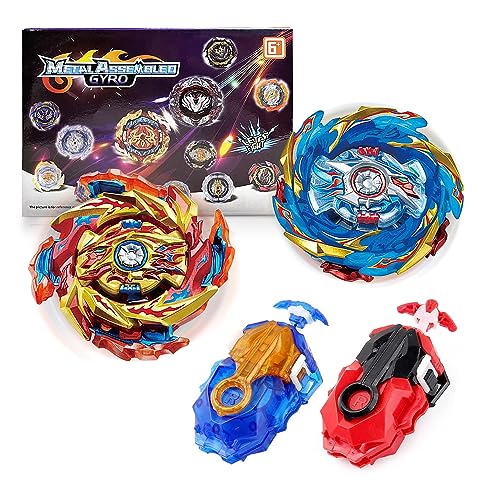 LUFEIS Bey Burst Turbo Blade Set, Burst Starter Set, 2 Metall Fusion Kampfkreisel, Bey Arena Blade Burst Turbo Set, Metall Fusion Kampf Kreisel mit 2 Launcher, Geschenk für Kinder (TL-002) von LUFEIS