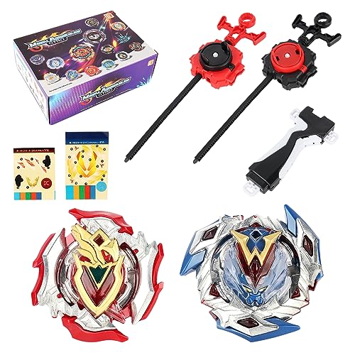 LUFEIS Bey Burst Turbo Blade Set, Burst Starter Set, 2 Metall Fusion Kampfkreisel, Bey Arena Blade Burst Turbo Set, Metall Fusion Kampf Kreisel mit 2 Launcher, Geschenk für Kinder (TL-003) von LUFEIS