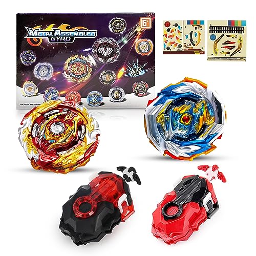 LUFEIS Bey Burst Turbo Blade Set, Burst Starter Set, 2 Metall Fusion Kampfkreisel, Bey Arena Blade Burst Turbo Set, Metall Fusion Kampf Kreisel mit 2 Launcher, Geschenk für Kinder (TL-004) von LUFEIS