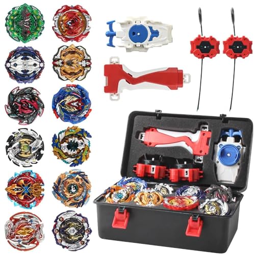 LUFEIS Bey Burst Turbo Blade Set, 12in1 Kampfkreisel Set, Metal Fusion Kampfkreisel mit Launcher, Bey Kampfkreisel mit Tragbare Aufbewahrungsbox, Geschenk für Kinder ab 6 Jahren (Bunt) von LUFEIS