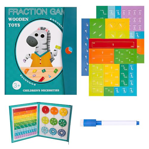 LUFEIS Bruchrechnen Material Magnetisch,Arithmetisches Lernspielzeug,Mathematik Ressourcen,Magnetisches Buch Bruchteil Puzzle für Kinder,Brüche Lernen,Montessori Mathe für Mathe Bruchrechnung Klassen von LUFEIS