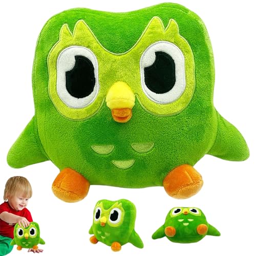 LUFEIS Green Owl Plush,Green Owl Plush Toy, 20 cm Eule Stofftier,Eule Plüschtier,Duo plüschtier,Cartoon Owl Throw Pillow Plush,Stuffed Owl Toy,Soft Owl Stuffed Animal,Soft Birthday Gifts Children Toy von LUFEIS