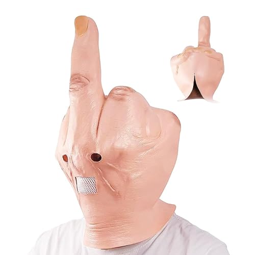 LUFEIS Halloween Fingermaske, Halloween Creepy Fingers Kopfbedeckung, Gruselige Mittelfingermaske, Lustige Kostüm Kopfbedeckung für Halloween Kostüm Cosplay Karnevalsparty von LUFEIS