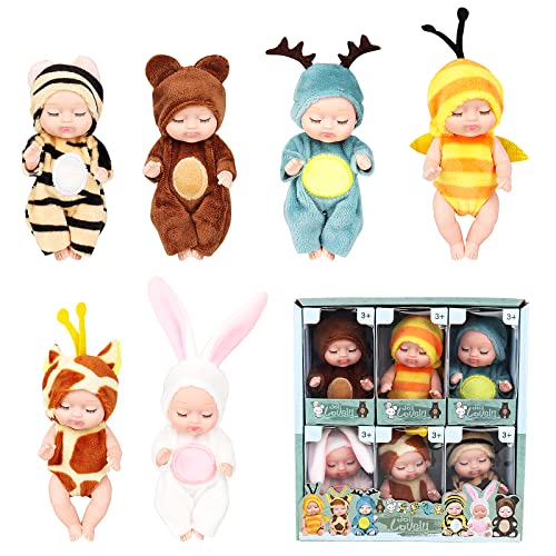 LUFEIS Mini Reborn Puppen, 6 Stück 3,5 Zoll Puppe und Kleidung Set, Mini Schlafende Wiedergeburt Puppen, New Born Baby Puppe, für Kinder ab 3 Jahren, Silikon-Baby-Puppen LUFEIS Mini Reborn Puppen, 6 Stück 3,5 Zoll Puppe und Kleidung Set, Mini Schlafende Wiedergeburt Puppen, New Born Baby Puppe, für Kinder ab 3 Jahren, Silikon-Baby-Puppen von LUFEIS