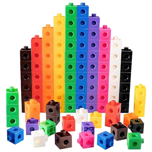 LUFEIS Steckwürfel Grundschule, Steckwürfel Set, 100 Stück Mathematik Würfel, Rechenwürfel, Training Vorschulischer Mathekenntnisse, Puzzle Blocks, für Mädchen und Jungen ab 3 Jahren von LUFEIS