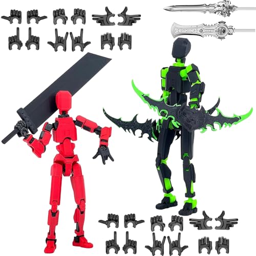 LUFEIS T13 Action Figure, 2 Stück T13 Action Figure Bereits Montiert, 3D-Druck von Beweglichen Figuren mit Mehreren Gelenken, Roboter-Actionfigur mit Waffen and Hände, Desktop-Dekorationen von LUFEIS