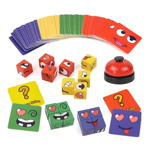 LUHOCIY 3 Stück Emoji Blöcke Holz Lernset, Mivoza Spiel, Expression Puzzle Building Blocks Geeignet für Kleine Kinder Pädagogische Denkspiele, Aus Sicherem und Dickem Material von LUHOCIY