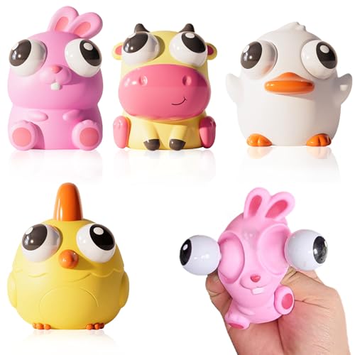 LUHOCIY 4 Stück Anti Stress Spielzeug Animal, Spaß Antistress Spielzeug, Praktisch Squeeze Spielzeug für Erwachsene und Kinder, Helfen Sie Entspannen Quetschen Popping Out Eyes Silikon Toys (C) von LUHOCIY