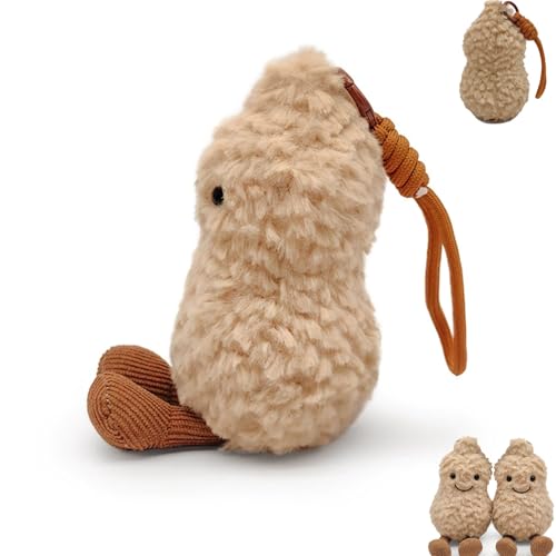 LUKIUP 16cm Erdnuss Plüsch Puppe, Ostergeschenke Erdnuss Schlüsselanhänger, Kuscheltier, Peanut Spielzeug Erdnussplüsch Party Dekoration, Lustiges kreatives Geschenk für Kinder von LUKIUP