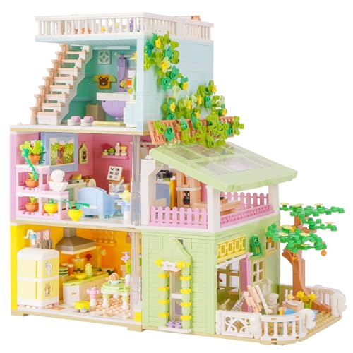 LULUFUN 4-in-1-Haus-Baustein-Set, Traumhaus-Spielzeug, Bausteine, Modell-Set, Geschenkspielzeug für Teenager und Erwachsene von LULUFUN