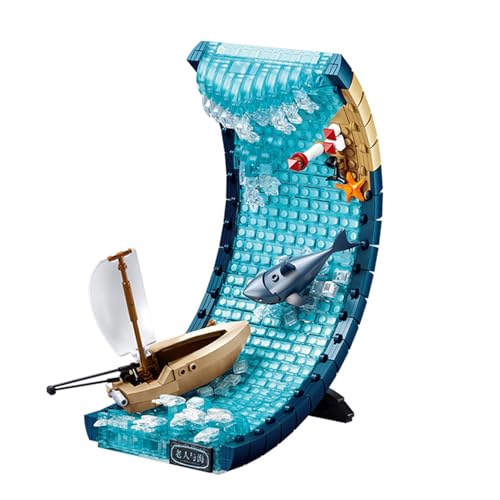 LULUFUN Bauklötze Set, Kreative Kunst Baukasten, 3D Bild Scroll Building Spielzeug, Home Decor Geschenk für Erwachsene und Jugendliche (Alter Mann und Meer) von LULUFUN