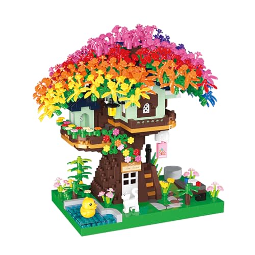 LULUFUN Bauklötze Set, Regenbogen Baumhaus Mini Baukasten für Erwachsene, Spielzeug Geschenke für Geburtstag, Weihnachten, Neujahr von LULUFUN