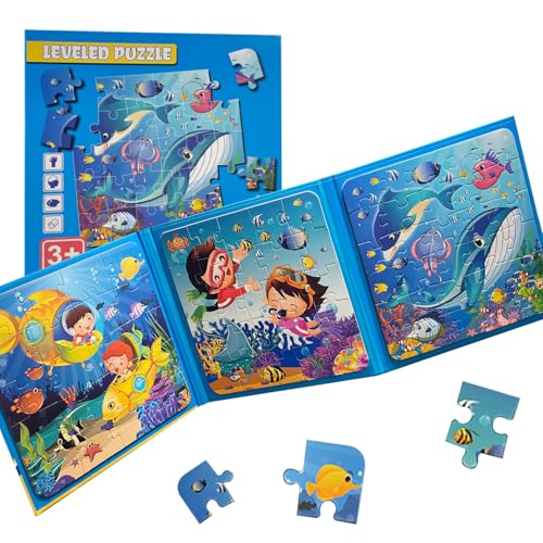 LUMIN TUTU Magnet Puzzle ab 3 Jahre, 20/25/30 Teile Kinderpuzzle 3 in 1 Magnetpuzzle & Magnetspiel ab 2 3 4 5 Jahre, Reisespiele Lernspielzeug und Kleine Geschenke für Kinder (Unterwasserwelt) von LUMIN TUTU