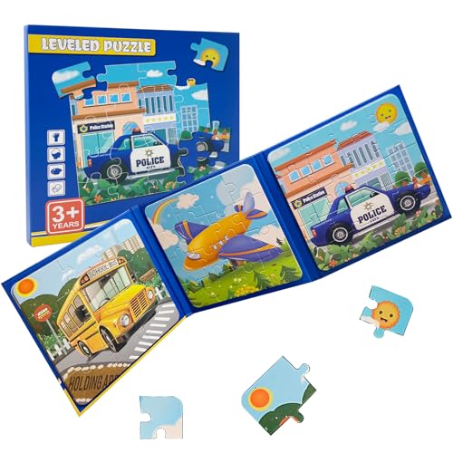 LUMIN TUTU Magnet Puzzle ab 3 Jahre, 12/16/20 Teile Kinderpuzzle 3 in 1 Magnetpuzzle & Magnetspiel ab 2 3 4 5 Jahre, Reisespiele Lernspielzeug und Kleine Geschenke für Kinder (Verkehrsmitteln) von LUMIN TUTU