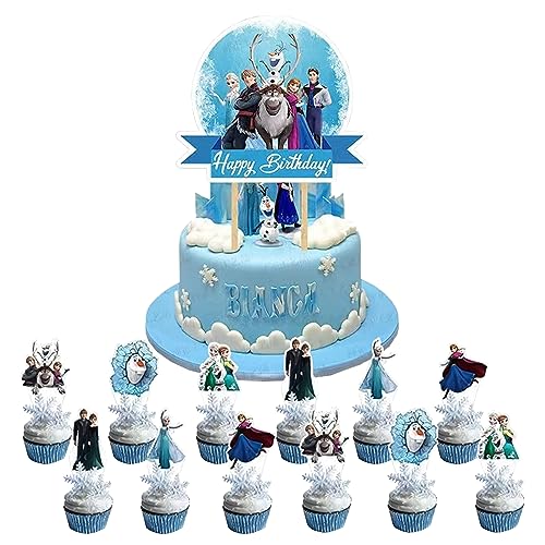 LUNAMY 13 Stück Kuchen Topper Dekoration Frozenn Kuchen Dekoration Prinzessin Mini Charakter Dekoration Geburtstag Kuchen Dekoration Mädchen Junge Kinder Geburtstag Party Dekoration von Buosha