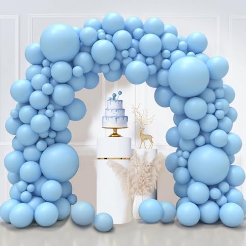 Luftballons Blau, 130 Stück Ballon Girlande Blaue, 18 12 10 5 Zoll Luftballon Girlande Pastell Blau, Macaron Blau Luftballons Geburtstag Männer Jungen Babyparty Jahrestag Party Deko von LUOBITO