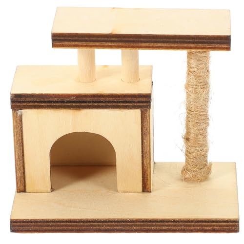 LUOZZY Miniatur-Katzenbaum Turm Modell Holz Kratzbaum Ornament 1:12 Kratzbaum Layout Requisiten Puppenhaus Zubehör von LUOZZY