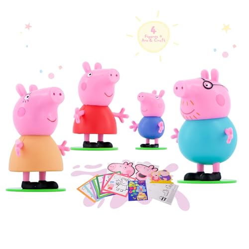 LUPPA Peppa Pig Peppa 4 Figuren aus der Dose zum Sammeln, inklusive Malvorlagen, Aufkleber, Maske, Fingerpuppen und Armable Stanzfiguren von LUPPA