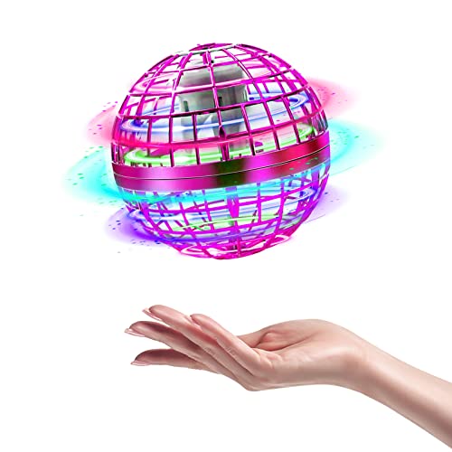 Fliegender Ball, Mini Drohne Spielzeug für Kinder, Flying Ball Boomerang Ball mit LED Licht, Hand Controlled Hover Ball, Flying Orb Ball, Flugzeug Spielzeug für Jungen Mädchen - Rosa von LURICO