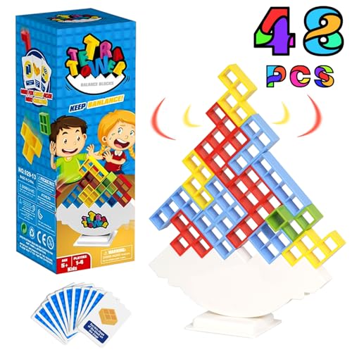 LURICO 48 Stück Tetra Tower Spiel, Team Tower-Spiel Kreative, Stapelspiel Tetris Balance Spielzeug Tower Game, Stapelturm Spielzeug Geschenke Lustige Stapelspiel für Kinder Geburtstag von LURICO