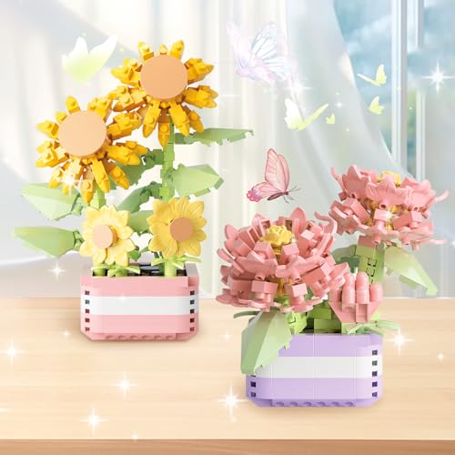 LURNODY Blumenstrauß Bausatz,2 Stück Blumengesteck Bausteine,Home und Zimmer Deko,Künstliche Pflanzen LURNODY Blumenstrauß Bausatz,2 Stück Blumengesteck Bausteine,Home und Zimmer Deko,Künstliche Pflanzen von LURNODY