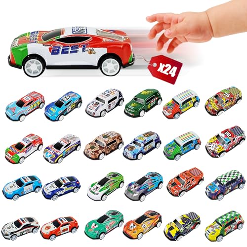 LURNODY 24 Stück Mini Auto Set Auto Spielzeug Set Mit Rückzug Kleine Spielzeugautos Zufällige Auswahl Spielzeug Autos für Jungen Mädchen Spielzeug Geschenk von LURNODY