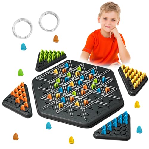 LURNODY Chain Triangle Chess Game, Geometrisches Schachspiel, Triggle Spiel, Spiel mit Gummibändern Dreieck, Triggle Gummiband Spiel, Knot Logic Spiel für Familienfeiern mit Kindern und Erwachsenen von LURNODY