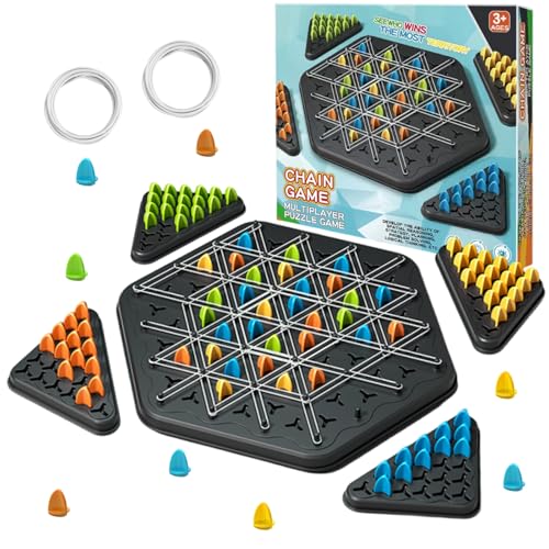 LURNODY Triggle Spiel Mit Gummibänder,Dreiecksschachbrett-Strategie-Brettspiel,triggle Gummiband Spiel,Desktop-Brettspiel,Strategie-Brettspiel für Familienfeiern mit Kindern und Erwachsenen von LURNODY