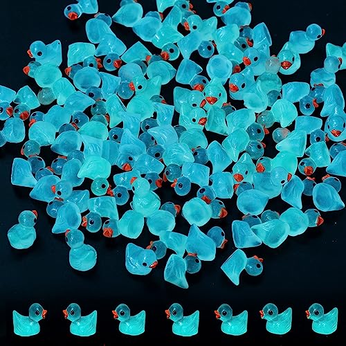 100 Stück Leuchtende Mini Enten, kleine Enten Mini Enten Figuren für Garten Landschaft Puppenhaus Ornament Topf Zuhause Dekorationen DIY (Blau) von LUTER