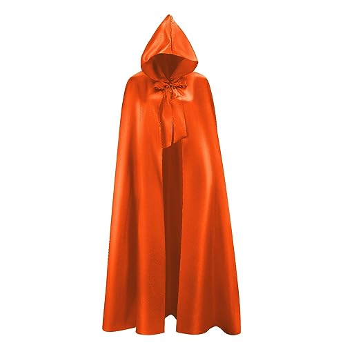 Hexenumhang, 150cm Halloween Rabenkostüm Vampirumhang Langer Hexenumhang Erwachsene für Männer Frauen Weihnachten Halloween Cosplay-Kostüm (Orange) von LUTER