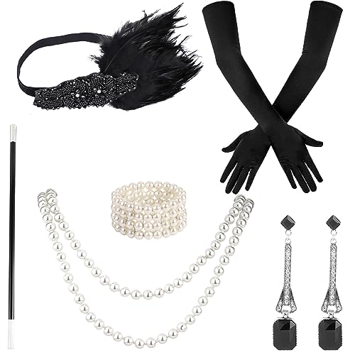 LUTER 1920er Flapper Accessoires, 1920er Accessoires Damen Roaring 20s Accessoires Ideal für Gatsby Accessoires Damen für Damen Mädchen Kostüm von LUTER