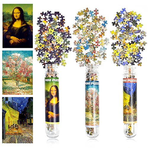 3 Pack Mini Jigsaw Puzzles 150 Pieces for Adults Small Jigsaw Puzzle 6 x 4 Inches Entertainment Toys for Home Decor (Mona Lisa, Pfirsichbaum, Cafe Terrace) von LUUFAN