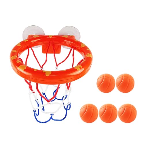 LUUFAN Mini-Basketballkorb mit 2 Saugnäpfen und 5 Minibällen, Wasserspielzeug für Kinder im Badezimmer von LUUFAN