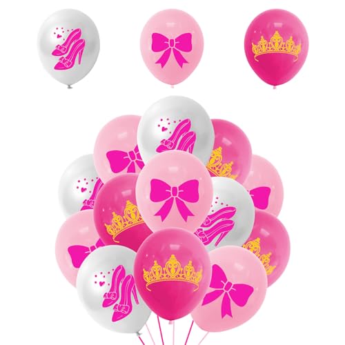 18 Stück Party Luftballons Rosa Party Dekorationen Mädchen Frauen Geburtstag Party Zubehör Prinzessin Luftballon Schminke Party Dekorationen Luftballons Krone für Kinder Henne Nacht von LUVDECO