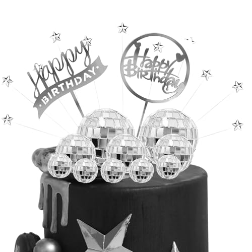 27 Stück Cake Topper Torten Cake Ball Dekoration Spiegelkugel Torten Dekorationen Disco Party Geburtstag Mädchen Jungen Taylor für 70's Party-Zubehör Swift Hochzeit Jahrestag von LUVDECO