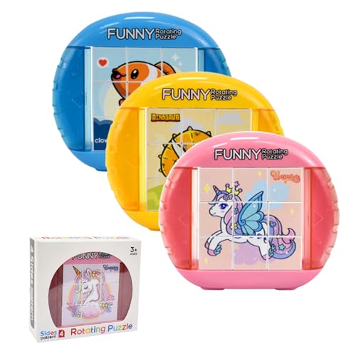 Drehbares 3D Puzzle 4 in 1 Puzzle Knobelspiele für 2 3 4 5 6 Jahre Mädchen und Jungen Geduldspiele Fördert Räumliches Denke Kindergeburtstag Geschenk Dinosaurier Fisch Einhorn (rosa) von LUVDECO