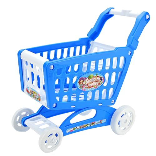 Kinder Einkaufswagen Spielset, Mini Einkaufswagen Zubehör, Supermarkt-Einkaufswagen Montage Spielzeug, Rollenspiel Trolley Wagen, Lernspielzeug Geschenk für Kinder Ab 3 Jahren (Blau) von LUVDECO