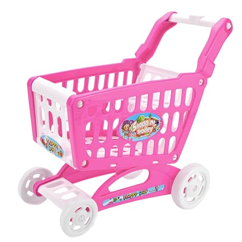 Kinder Einkaufswagen Spielset, Mini Einkaufswagen Zubehör, Supermarkt-Einkaufswagen Montage Spielzeug, Rollenspiel Trolley Wagen, Lernspielzeug Geschenk für Kinder Ab 3 Jahren (Rosa) von LUVDECO