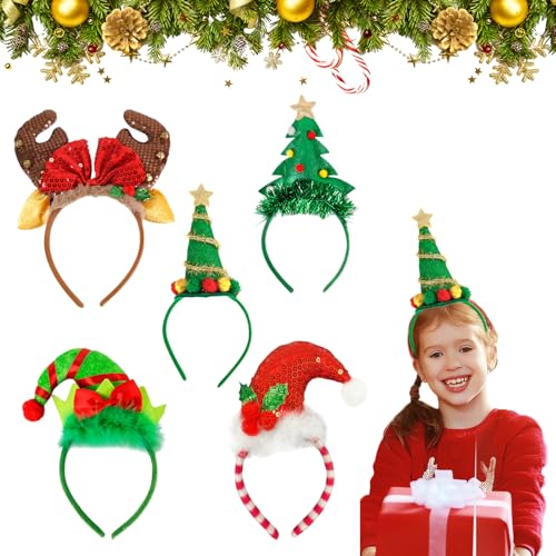 LUVDECO 5 Stück Weihnachts Haarreif Weihnachts Kopfschmuck für Weihnachtsbedarf und Urlaubspartys Weihnachten Party Kostüm Dekorationen für Damen Herren Kinder von LUVDECO