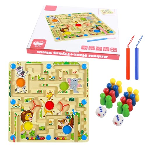 LUVDECO Magnetspiel Labyrinth Spielzeug Montessori Spielzeug Pädagogisches Holzspielzeug Für Kinder ab 2 Jahren Zahlen Farben Lernen Sortierspiel Schult Die Logik Und Feinmotorik Tiere Thema von LUVDECO