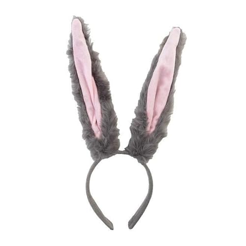 Plüsch Hasenohren Stirnband Oster Hasenohren Haarreif Cosplay Kostüm Fancy Dress Up Accessories Grau Rosa (Grau) von LUVDECO