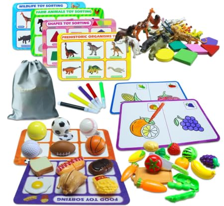 LUVTOY 3 in 1 Busy Board Sortierspiel, Montessori Sortier Spielzeug für Kleinkinder, Activity Board für Autismus Sensorik Lernspielzeug, Schneiden Obst, Geschenk Jungen und Mädch ab 2 3 Jahr von LUVTOY