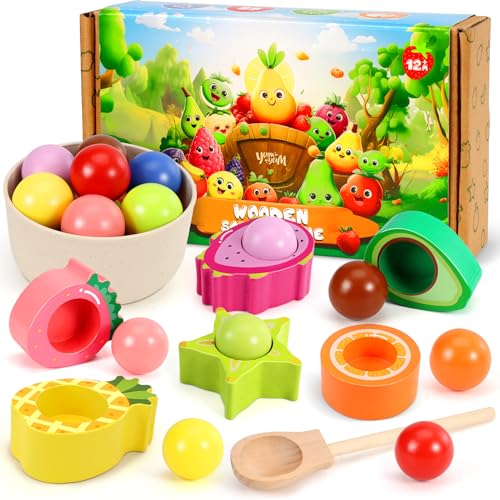 LUVTOY Farbe Sortieren Spielzeug geeignet für Kinder 1 Jahr 2 Jahre | Obst Matching Game Holzspielzeug Kinder Montessori Spielzeug 1 Jahr 2 Jahre von LUVTOY