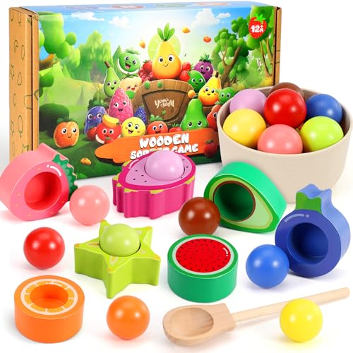 LUVTOY Montessori Spielzeug ab 1 Jahr, Kinder Adventskalender Füllung für 1 2 3 Jahre, Holzspielzeug Weihnachten Geschenke für Kinder, Baby Motorikspielzeug für Mädchen Jungen von LUVTOY